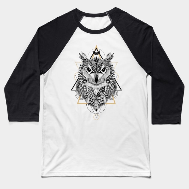 Totem mandala Owl in boho style Baseball T-Shirt by fears